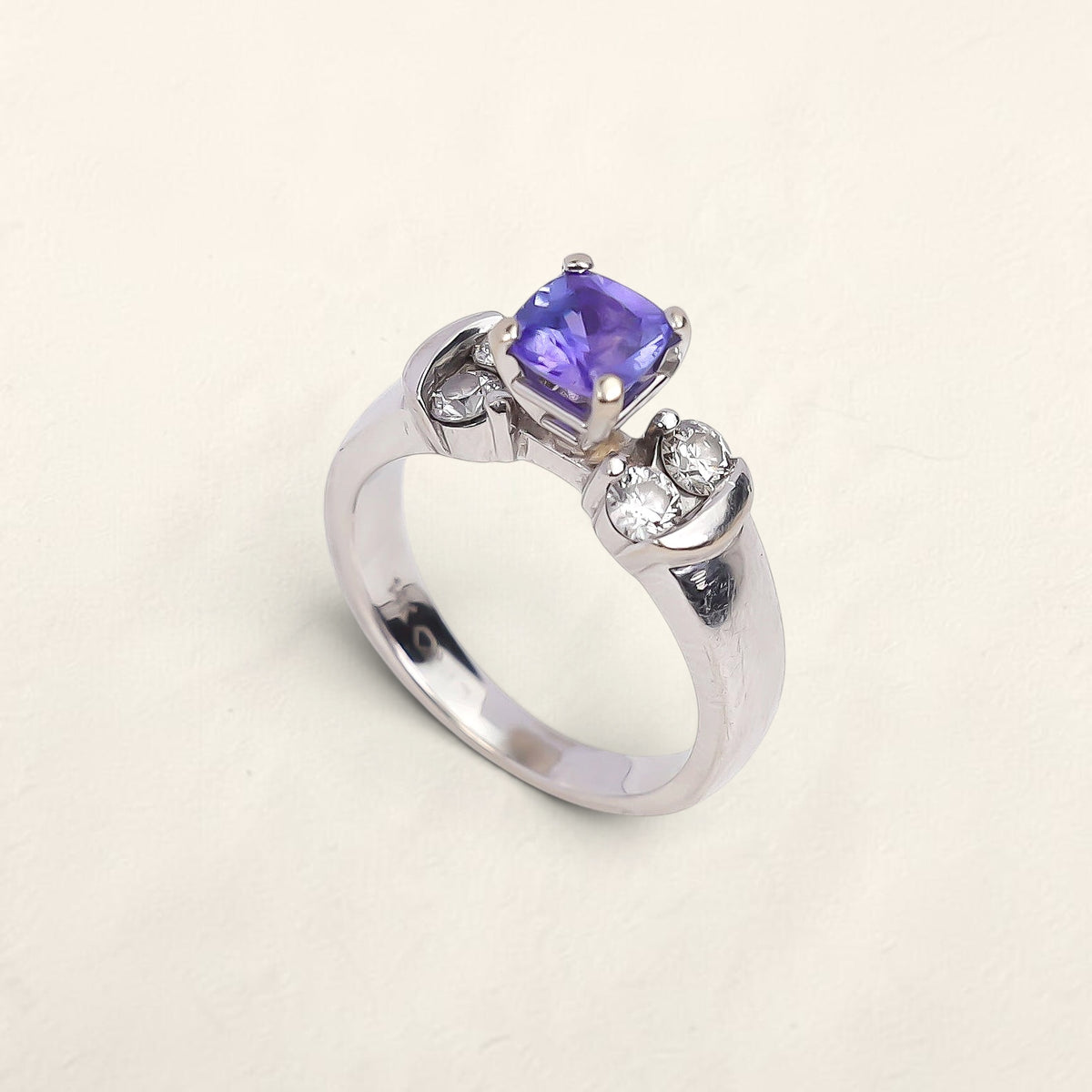 14k White Gold Tanzanite and Diamond Ring