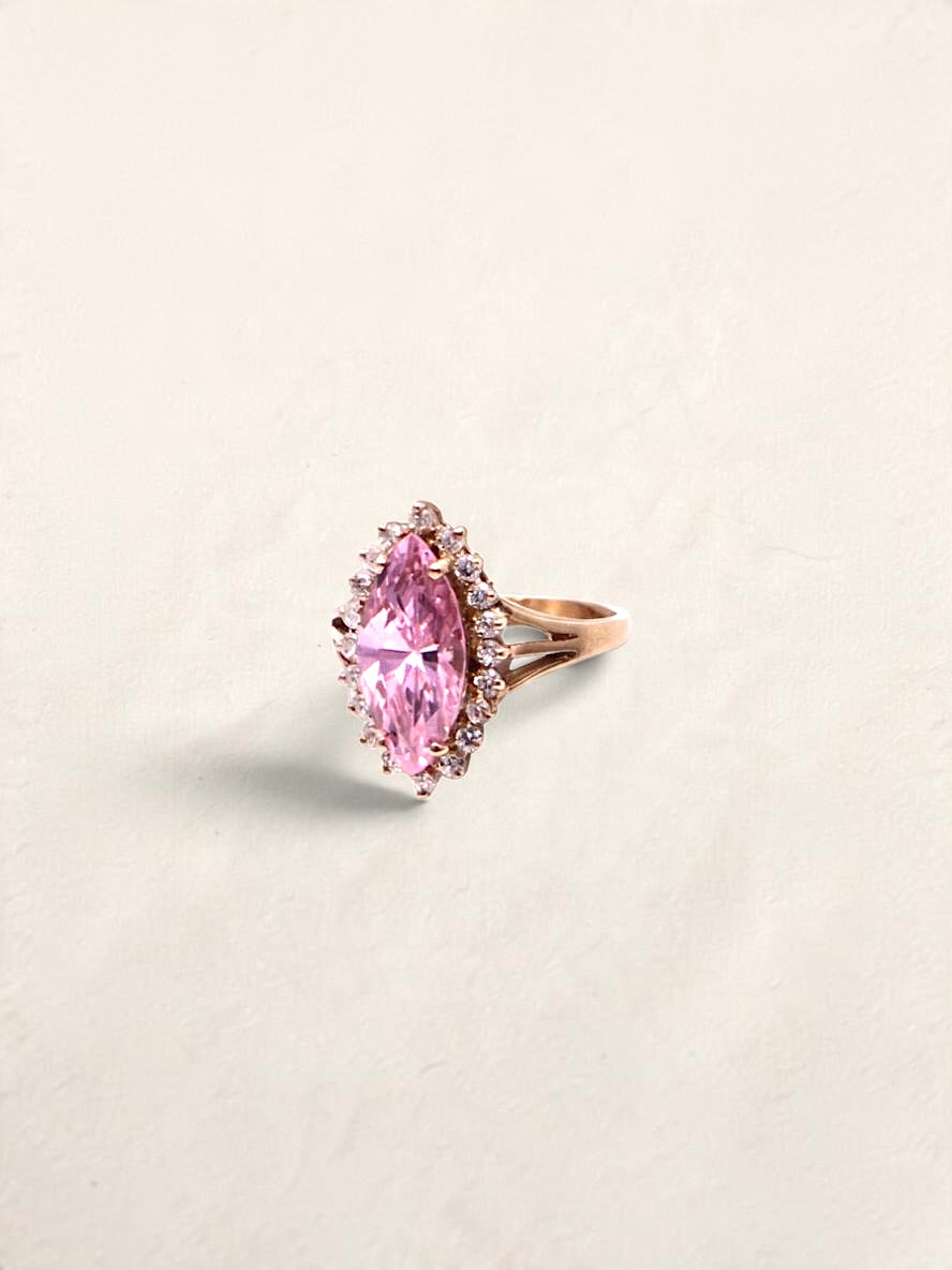10k Pink Marquise & CZ Ring