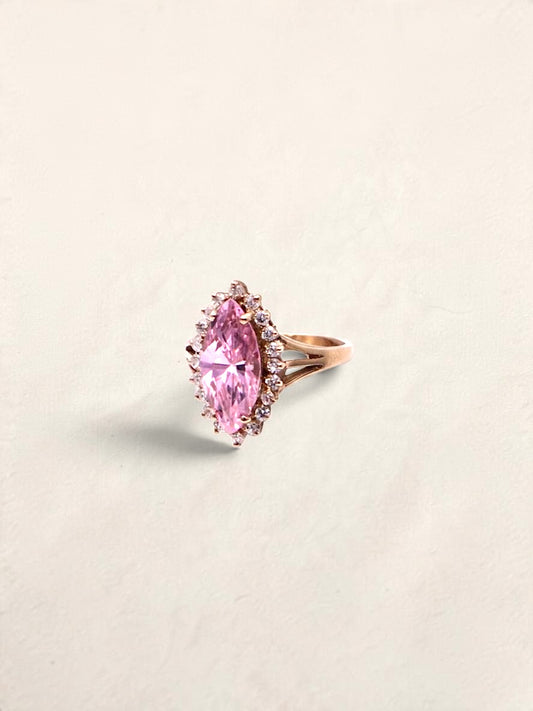 10k Pink Marquise & CZ Ring