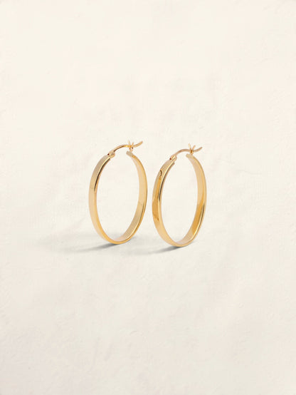 18K Yellow Gold Oval Hoops