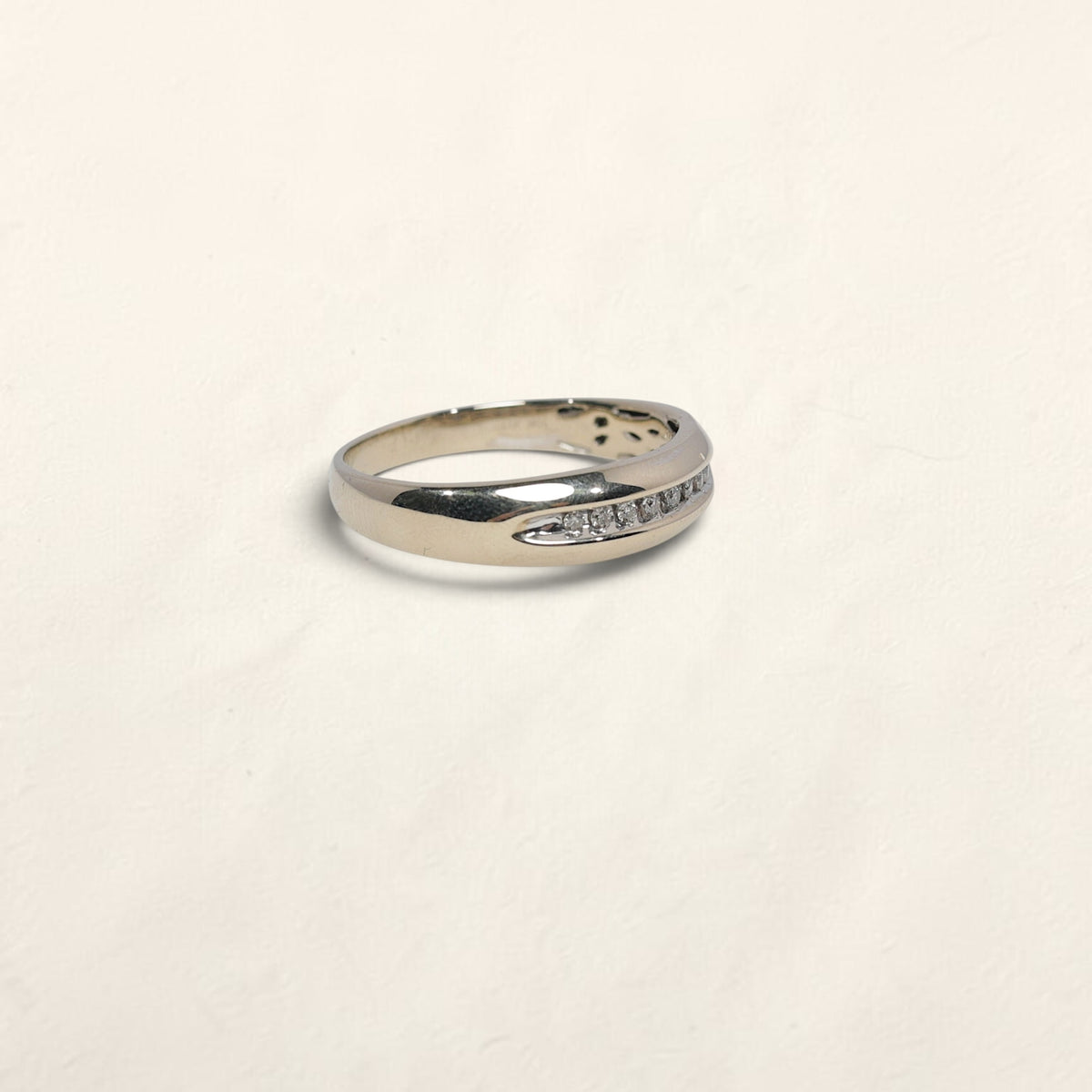 14K White Gold Band with 10 Diamonds