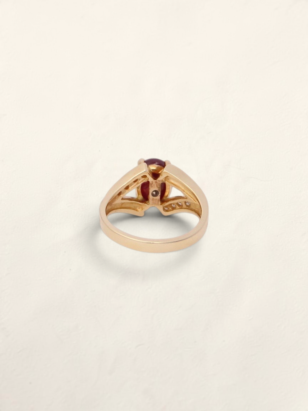 14K Yellow Gold Star Ruby and Diamond Ring