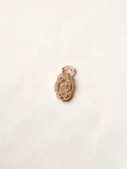 14K Yellow Gold Guilloché Rose Pendant