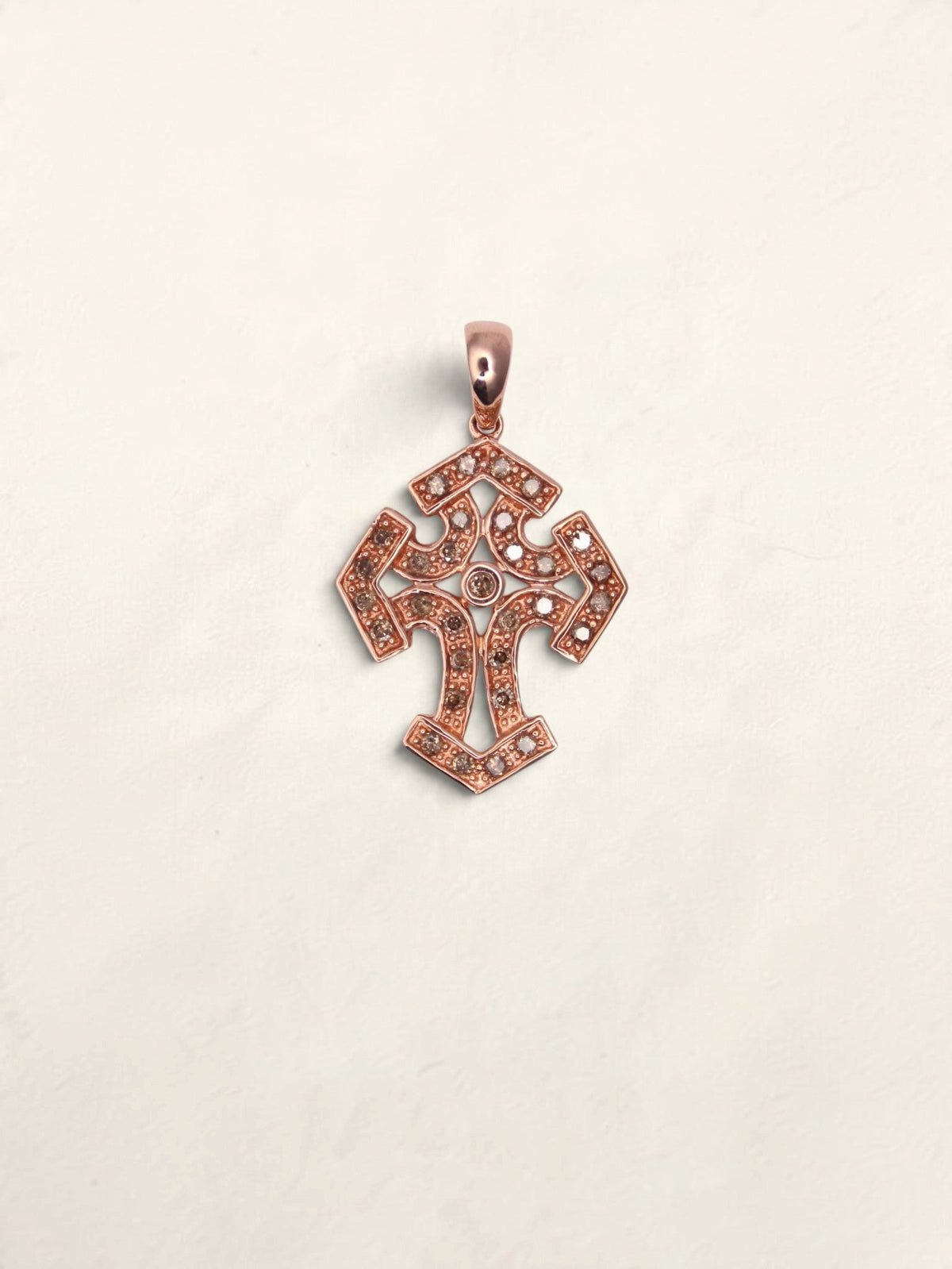 10K Rose Gold Chocolate Diamond Cross Pendant