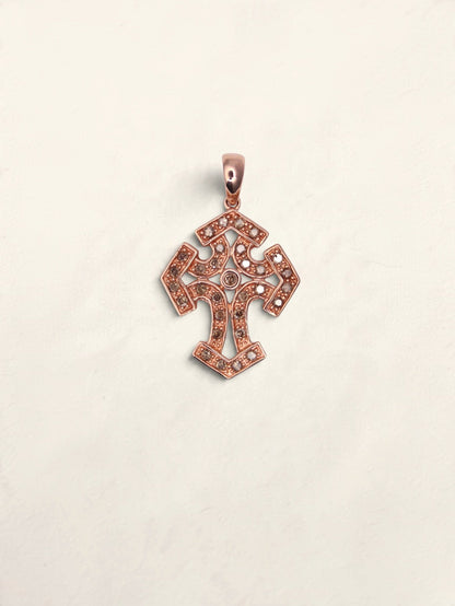 10K Rose Gold Chocolate Diamond Cross Pendant