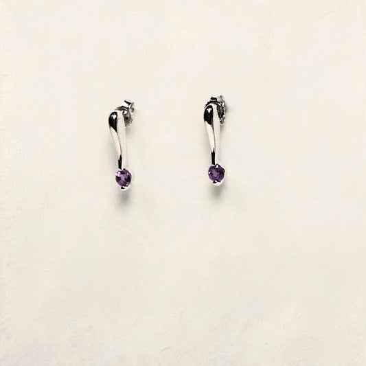 14k White Gold Amethyst Earrings