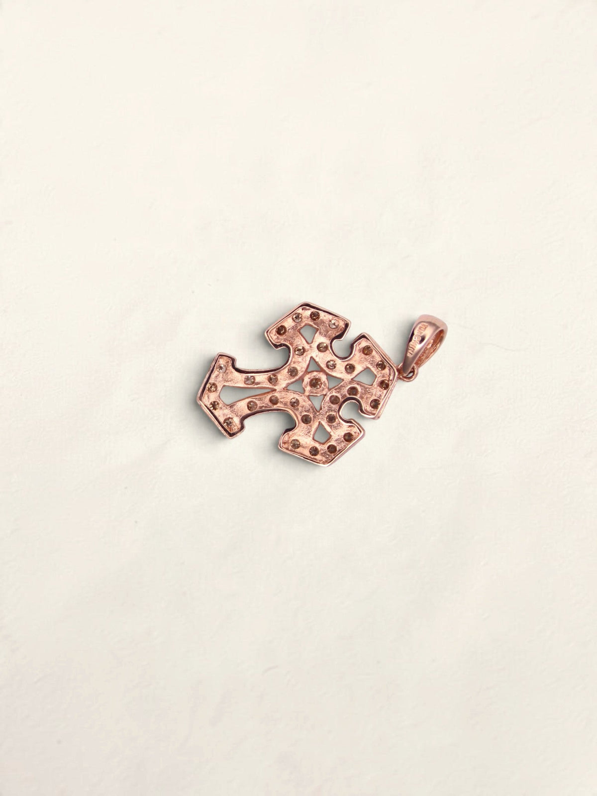 10K Rose Gold Chocolate Diamond Cross Pendant