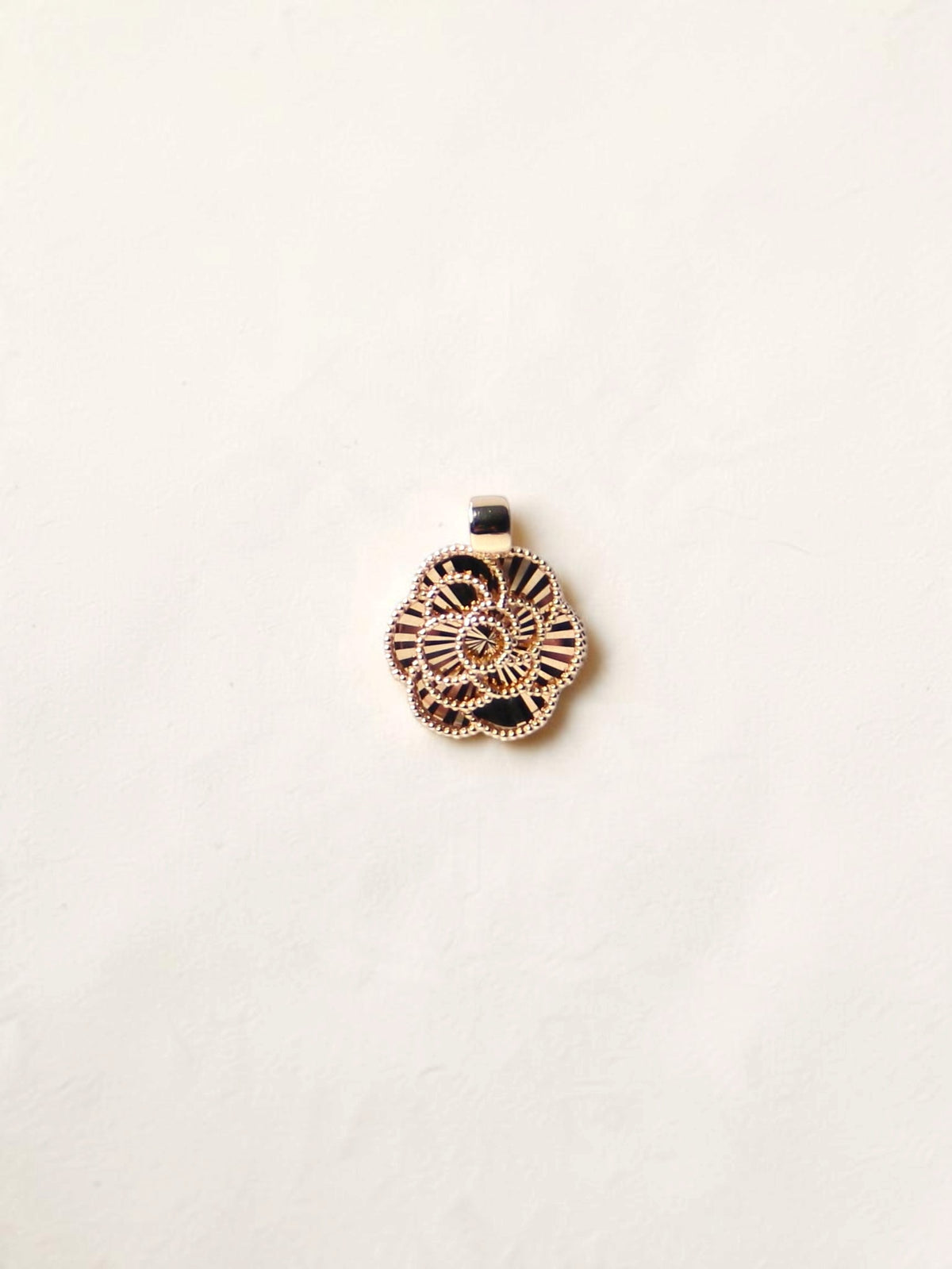 14K Yellow Gold Guilloché Rose Pendant