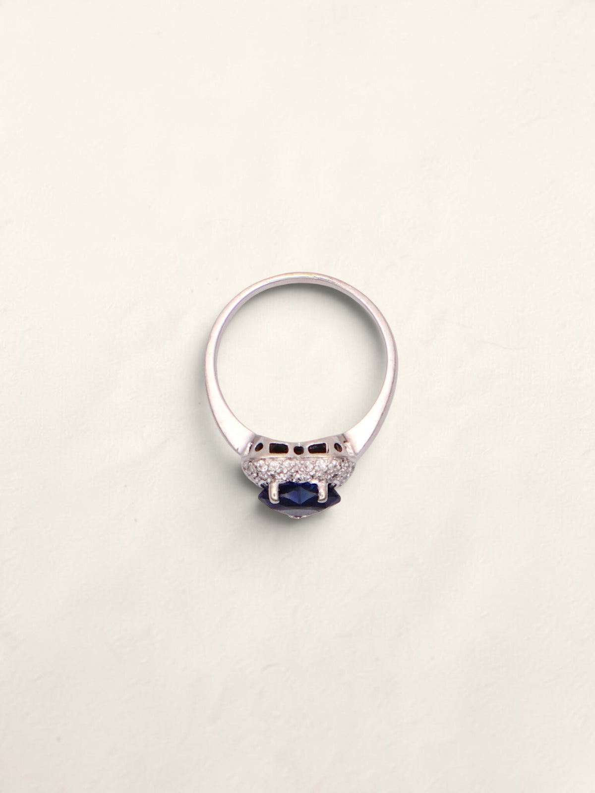 14k White Gold Sapphire Heart & Diamond Ring