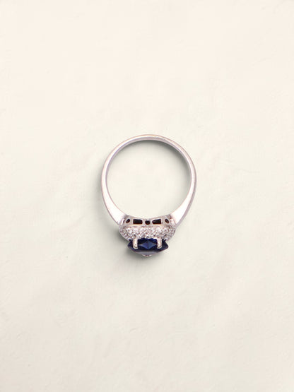 14k White Gold Sapphire Heart & Diamond Ring