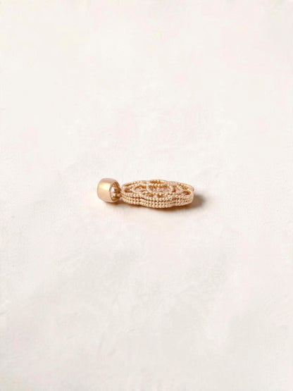 14K Yellow Gold Guilloché Rose Pendant