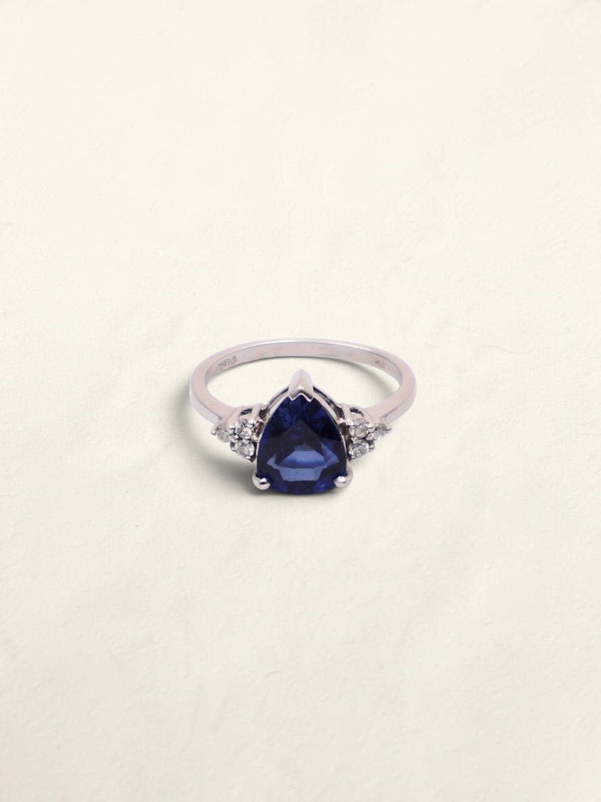 10k White Gold Sapphire & Diamond Ring