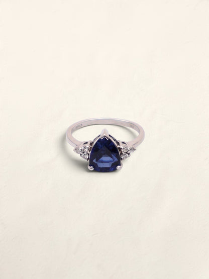 10k White Gold Sapphire & Diamond Ring