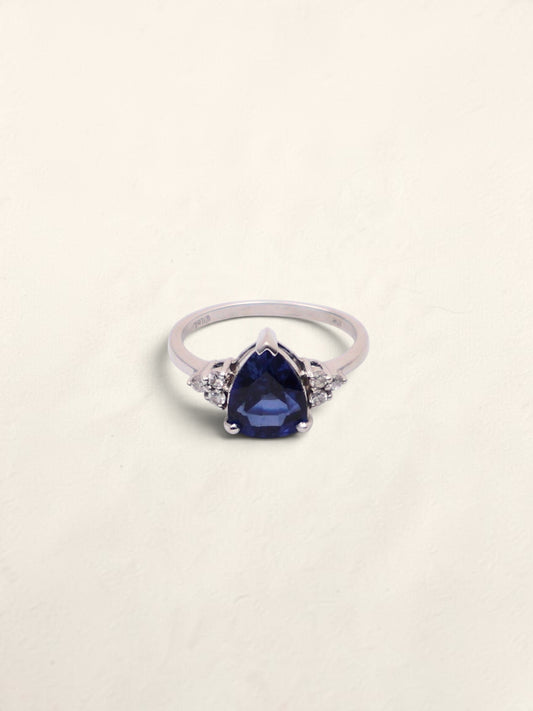 10k White Gold Sapphire & Diamond Ring