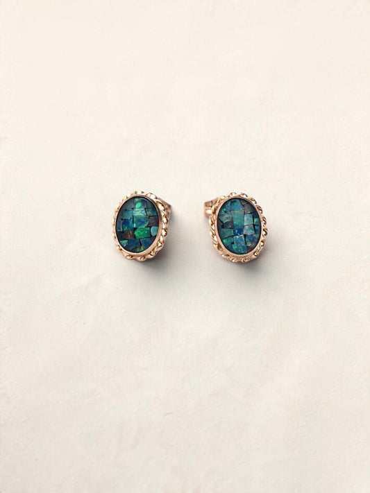 14k Epoxy Oval Studs