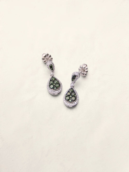 14K White Gold Levian Green Diamond Drop Earrings