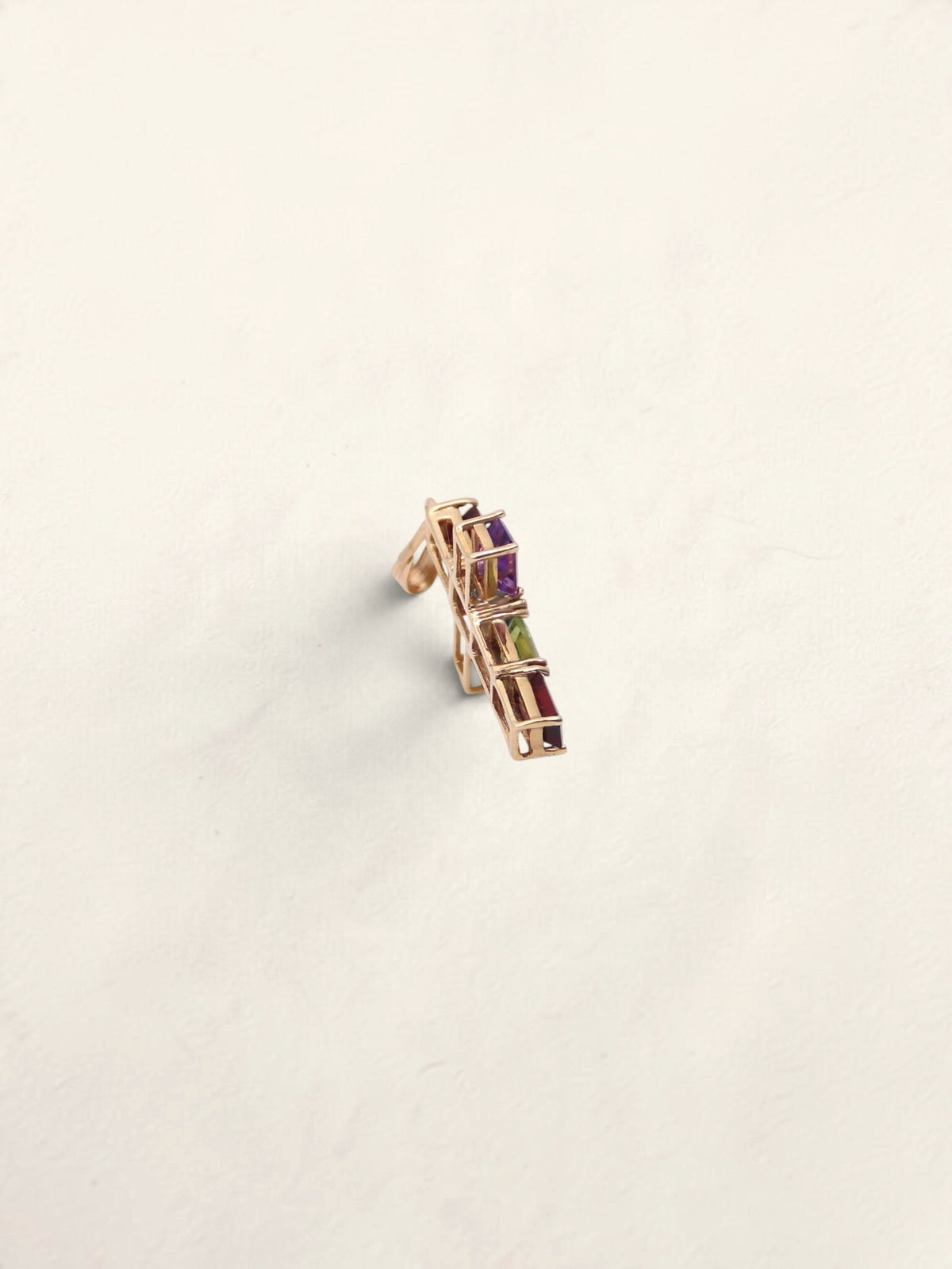 14K Yellow Gold Gemstone Cross Pendant