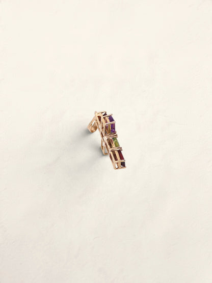 14K Yellow Gold Gemstone Cross Pendant