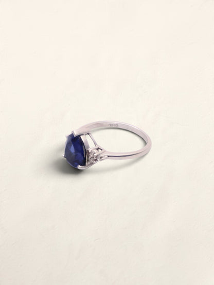 10k White Gold Sapphire & Diamond Ring