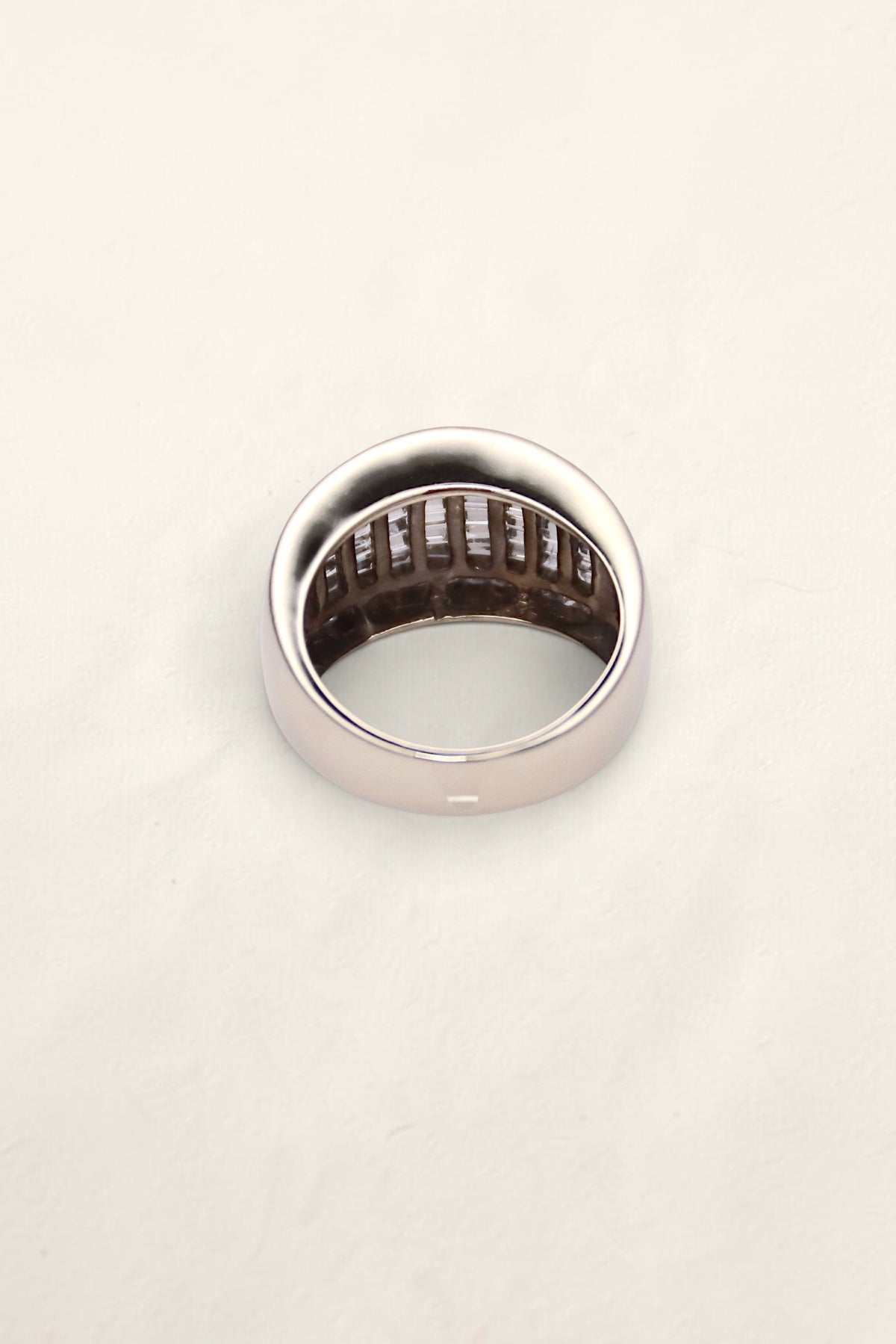 14K White Gold Ring with Emerald and Princess Diamonds
