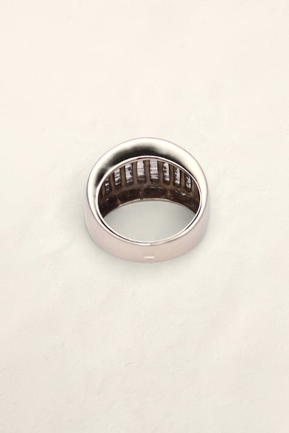 14K White Gold Ring with Emerald and Princess Diamonds
