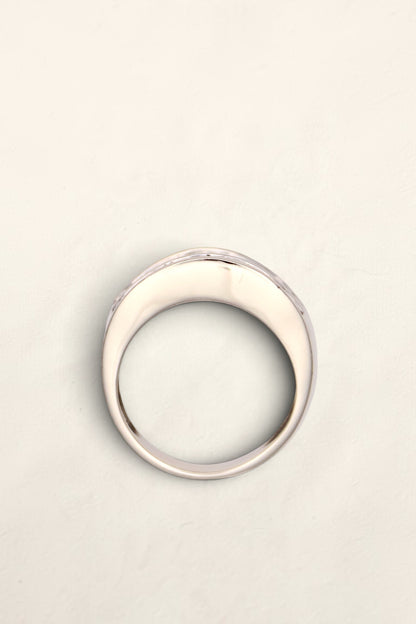 14K White Gold Ring with Emerald and Princess Diamonds