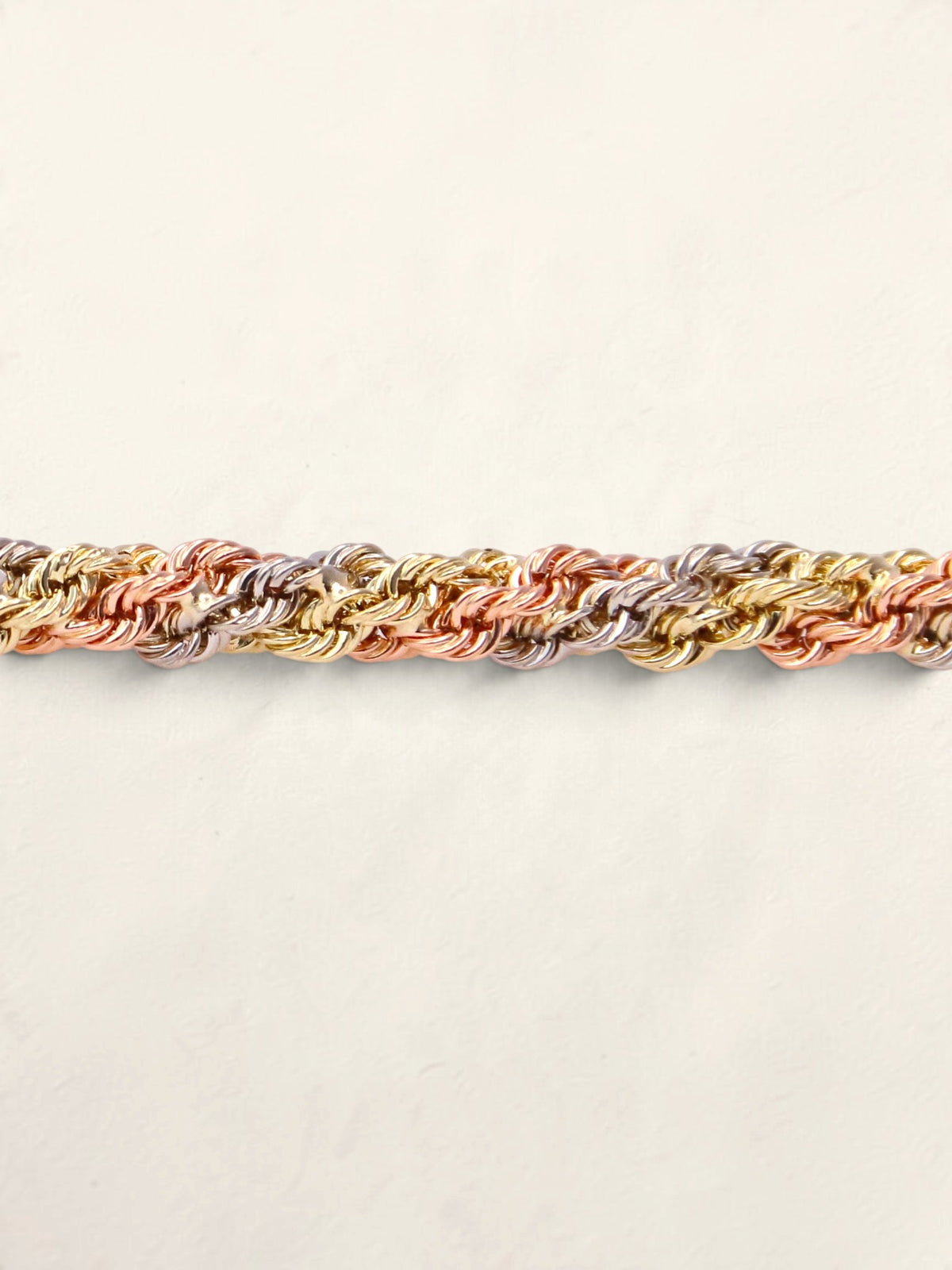 14K Tri-Tone Braided Rope Bracelet