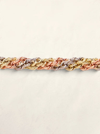 14K Tri-Tone Braided Rope Bracelet