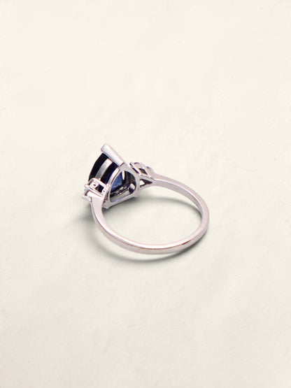 10k White Gold Sapphire & Diamond Ring