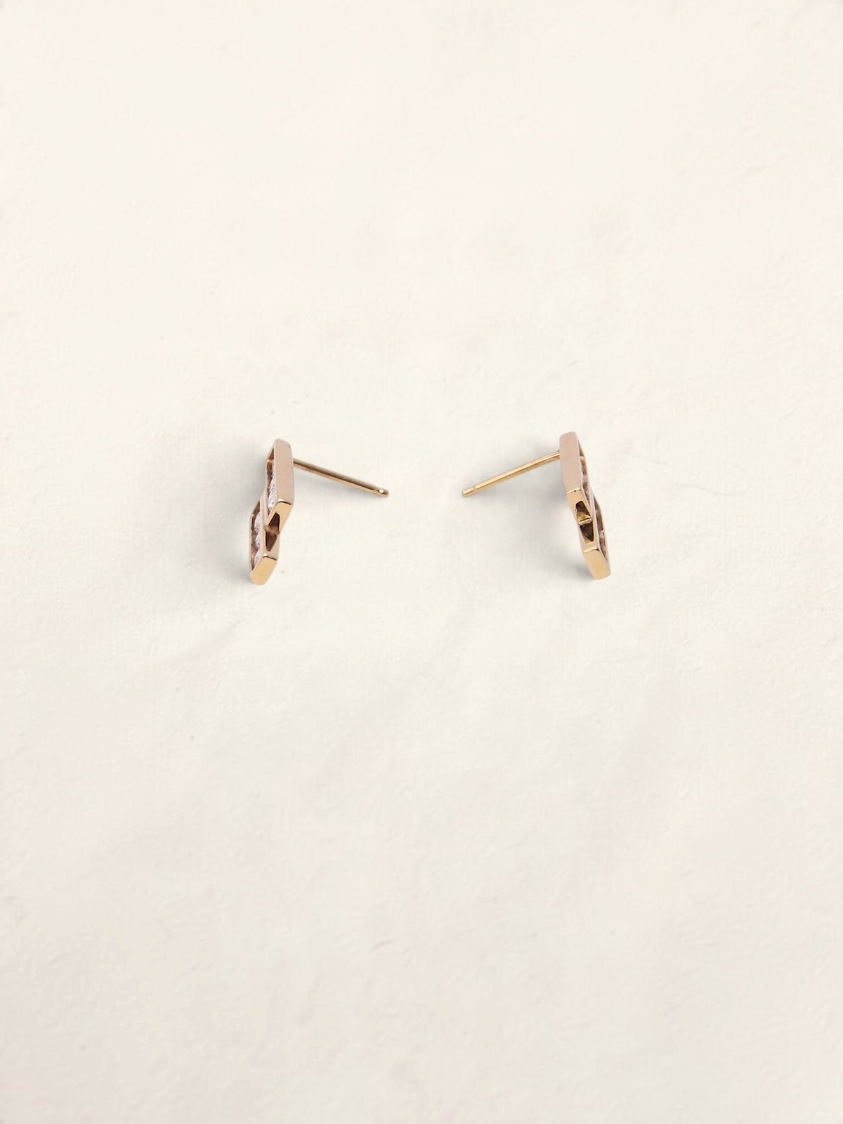 14K Yellow Gold Rectangular Diamond Drop Studs