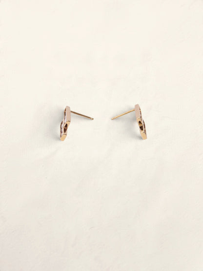 14K Yellow Gold Rectangular Diamond Drop Studs