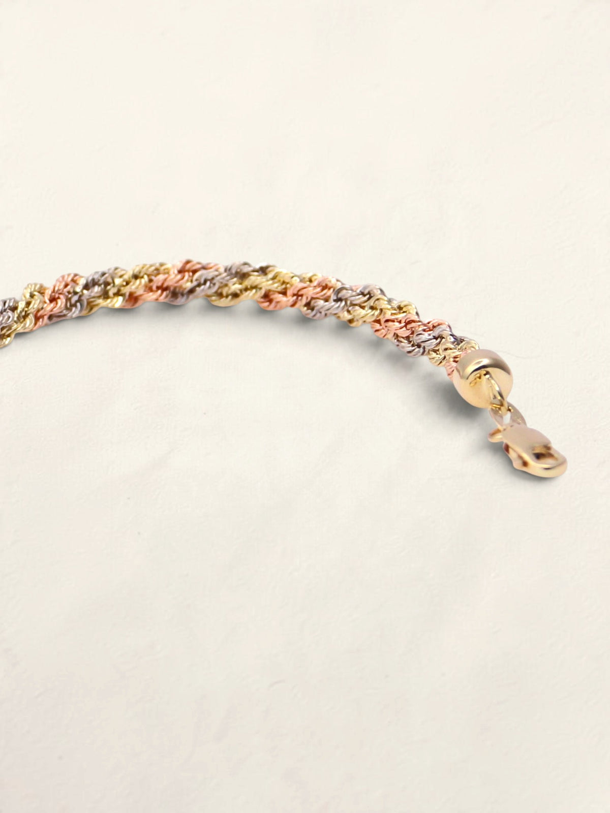 14K Tri-Tone Braided Rope Bracelet