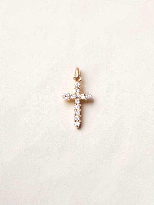 14K Yellow Gold Diamond Cross Pendant