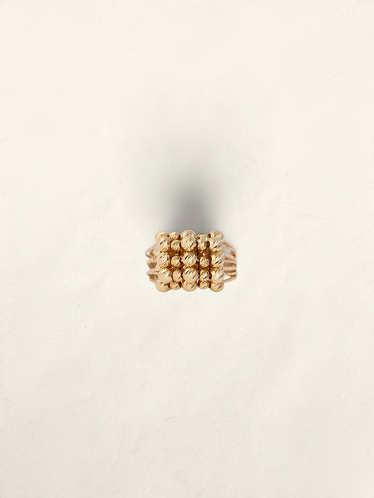 14K Yellow Gold Moon Bead Ring
