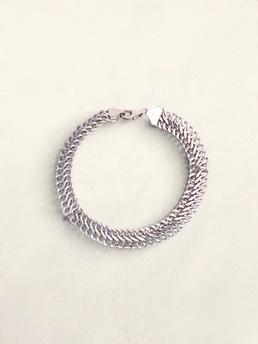 14k White Gold Double Curb Bracelet
