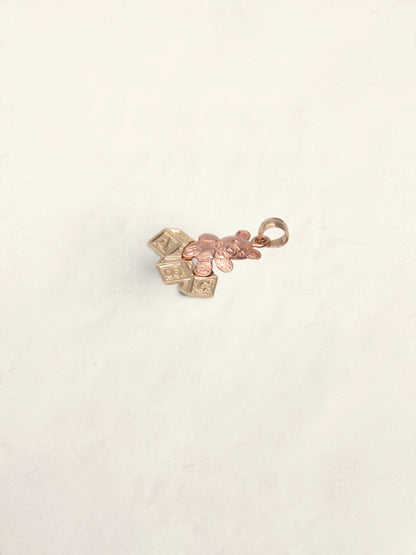 14k Two Tone Teddy Bear Pendant