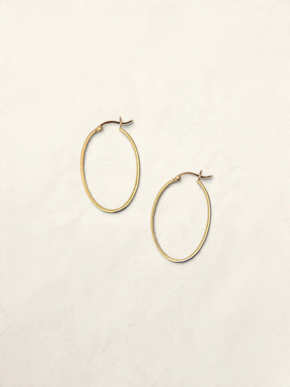 18K Yellow Gold Oval Hoops