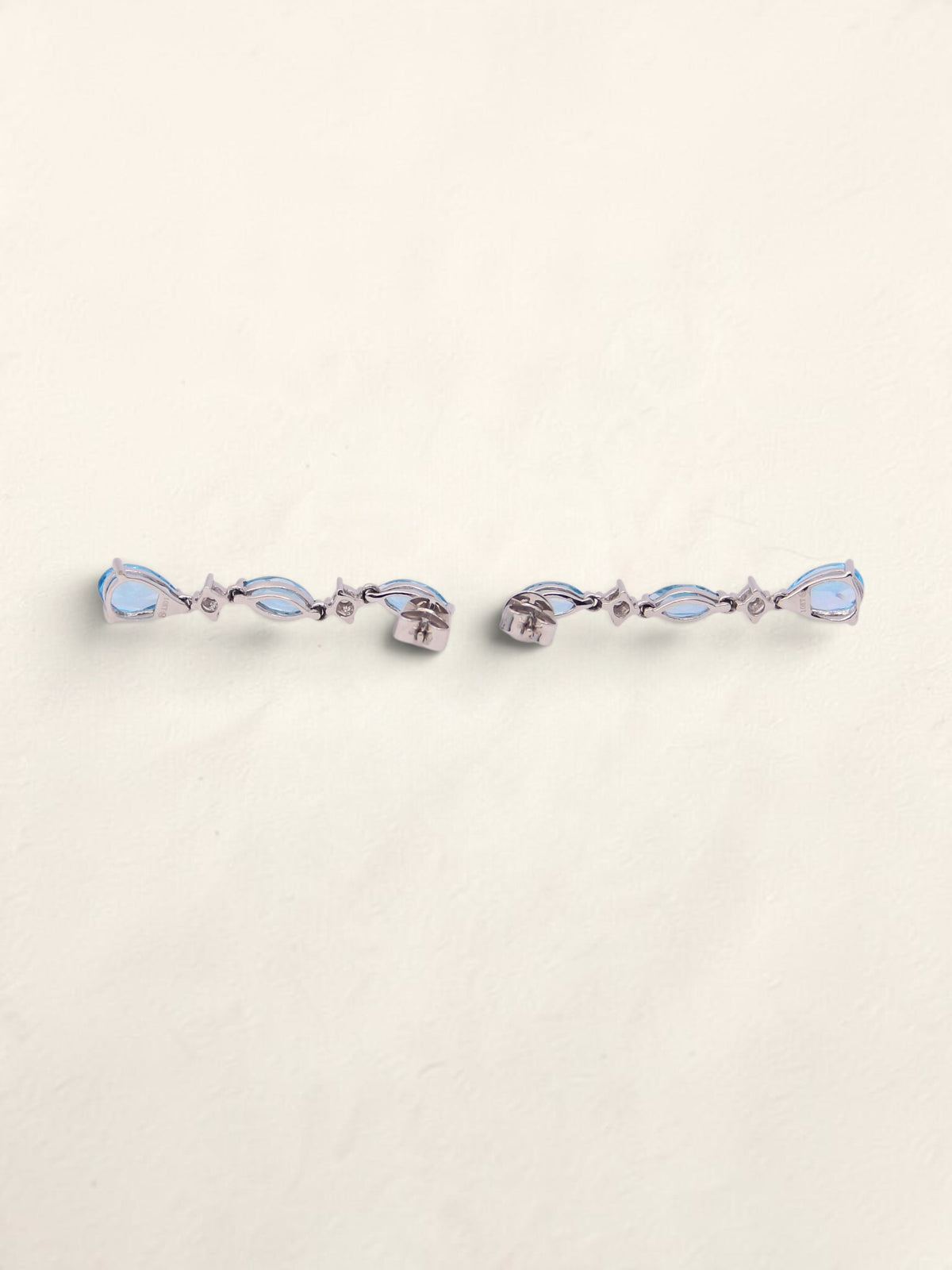10K White Gold Blue Topaz and Diamond Earrings