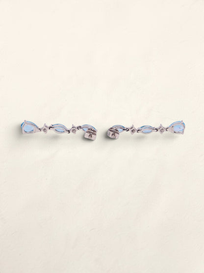 10K White Gold Blue Topaz and Diamond Earrings
