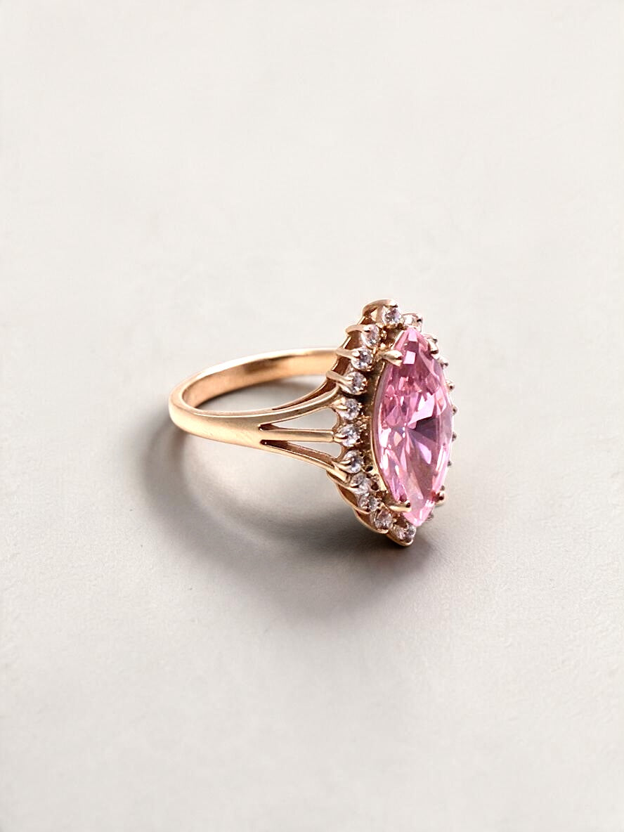 10k Pink Marquise & CZ Ring