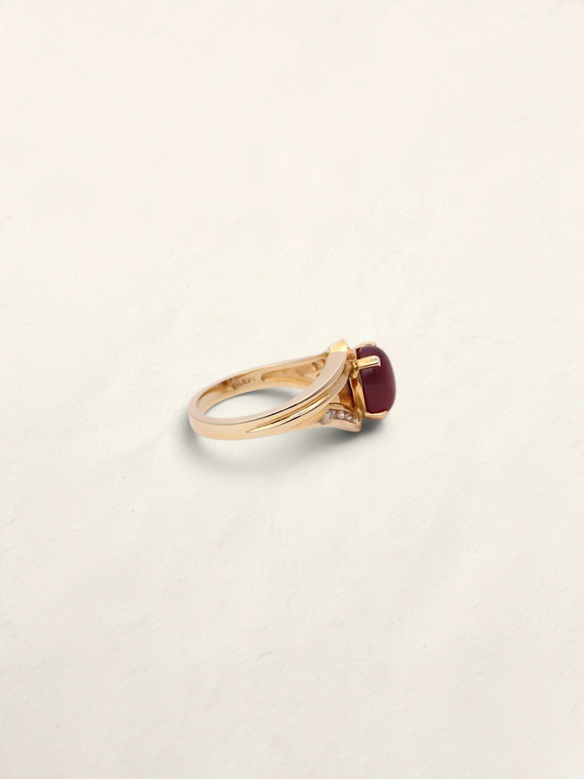 14K Yellow Gold Star Ruby and Diamond Ring