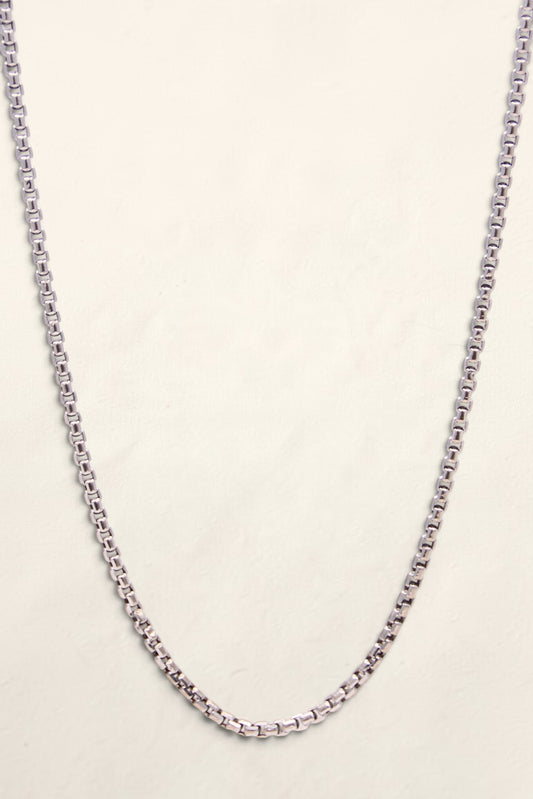 14K White Gold Rounded Box Necklace