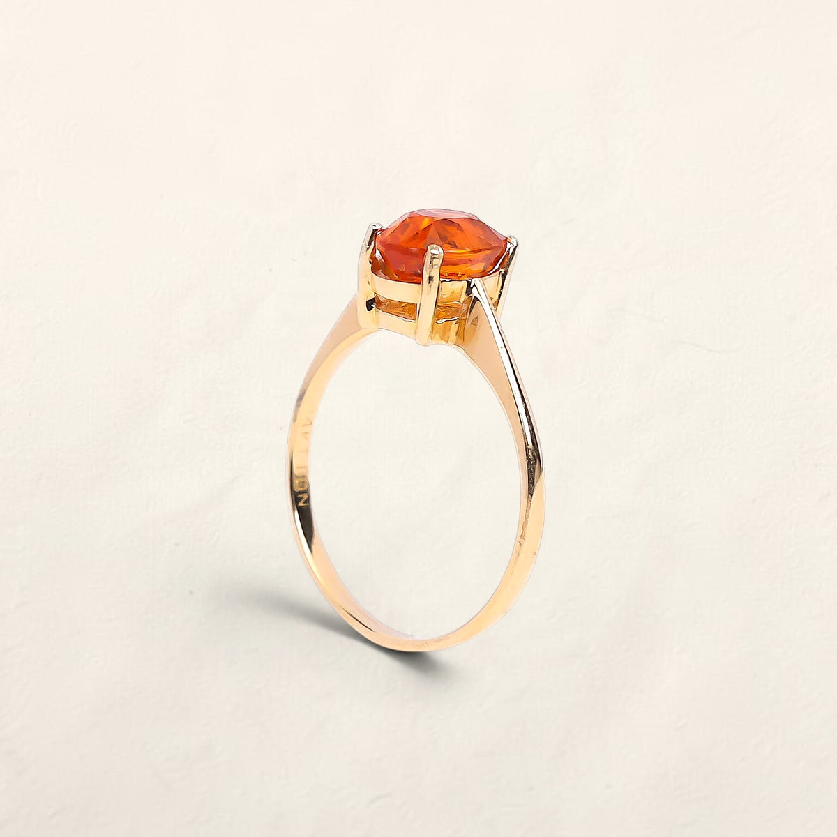 14K Yellow Gold Orange Tourmaline Solitaire Ring