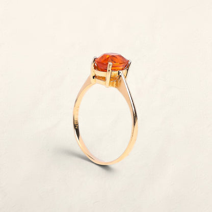 14K Yellow Gold Orange Tourmaline Solitaire Ring