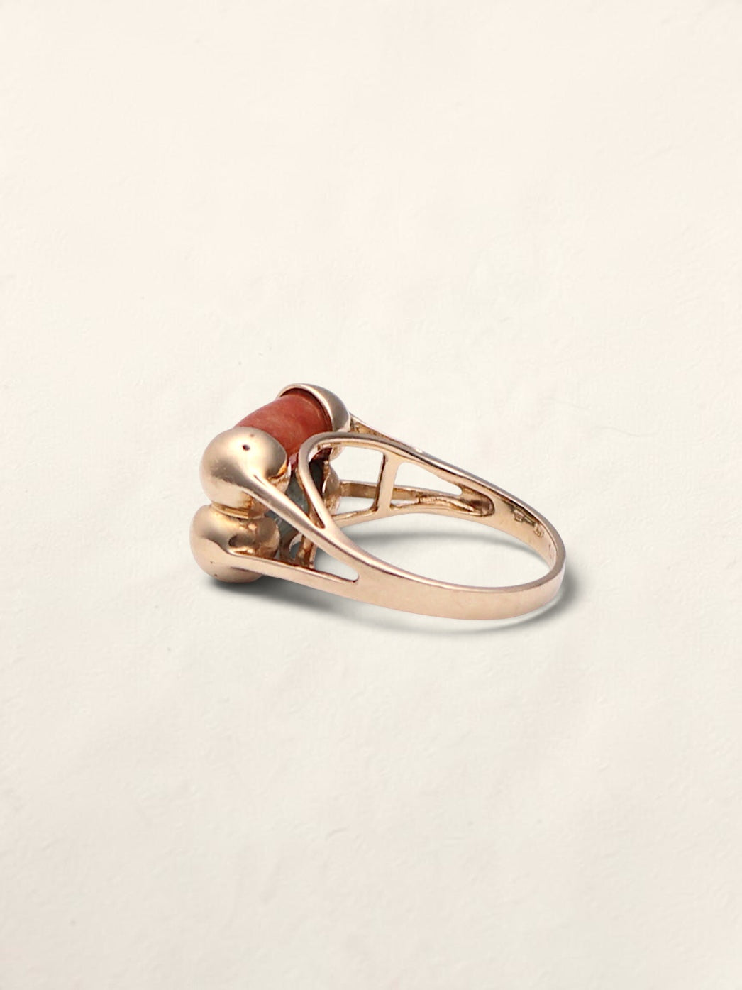 14k Green & Red Jade Ring