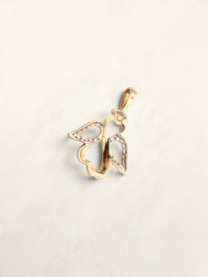14k Gold Open Heart Angel Pendant