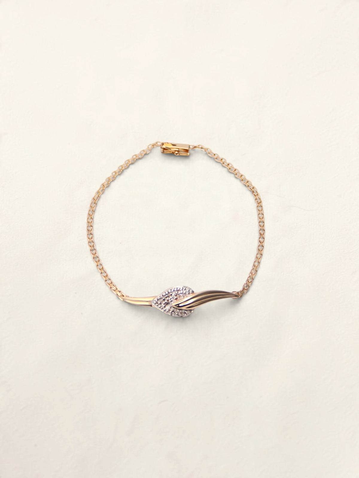 14K Yellow Gold Flat Link Diamond Bracelet