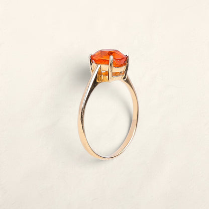 14K Yellow Gold Orange Tourmaline Solitaire Ring