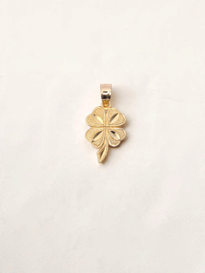 14K Yellow Gold Four Leaf Clover Pendant