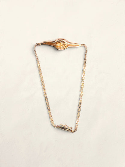 14K Yellow Gold Flat Link Diamond Bracelet